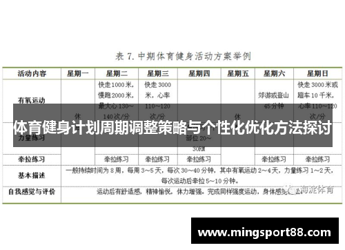 体育健身计划周期调整策略与个性化优化方法探讨